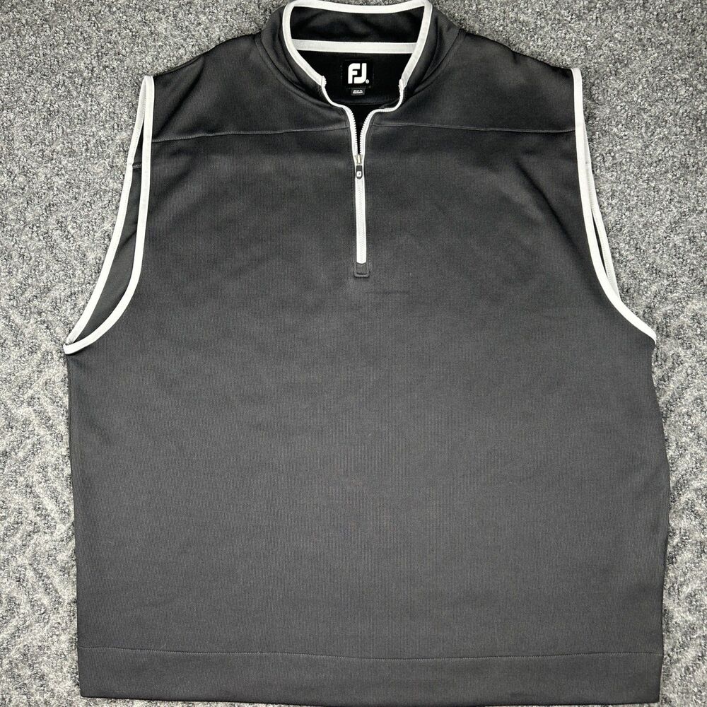 Footjoy Golf Vest Men’s 2XL Black Quarter Zip Mock Neck Sleeveless